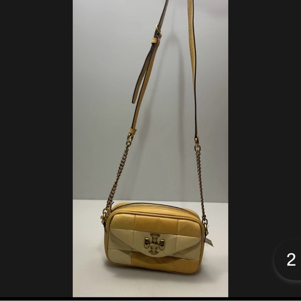 Tory Burch Patchwork Leather Crossbody in Tan & Cream - Picture 6 of 6